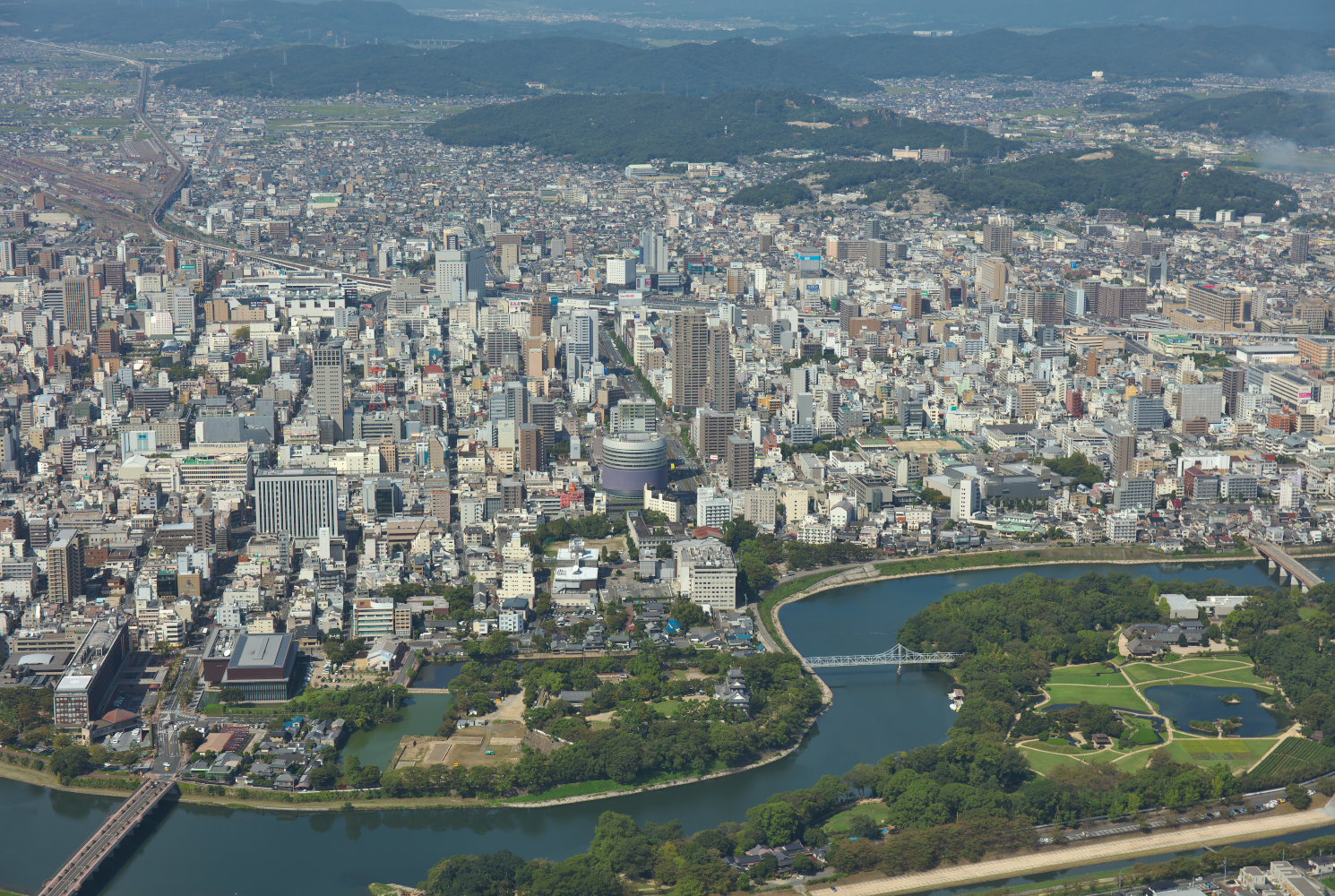 岡山市街（後楽園付近）