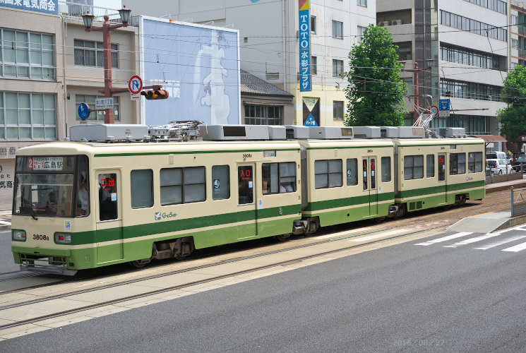 広島電鉄３８０８号（本川町～十日市町）