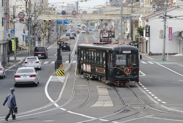 岡山電気軌道３００７（東山到着線から出発線へ）